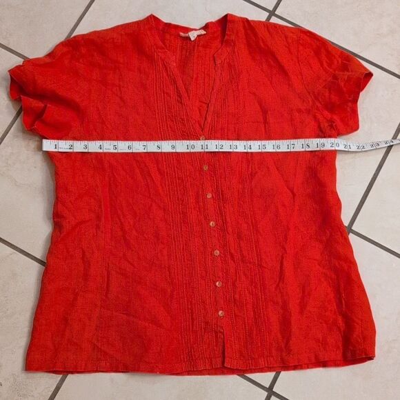 Eileen Fisher bright orange Handkerchief Irish Linen top size M - Picture 5 of 9
